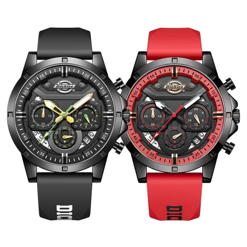 Dickies Wrist Watches Quartz Movement Silicone Strap Black Dial Unisex Limited Shopping Bag Box