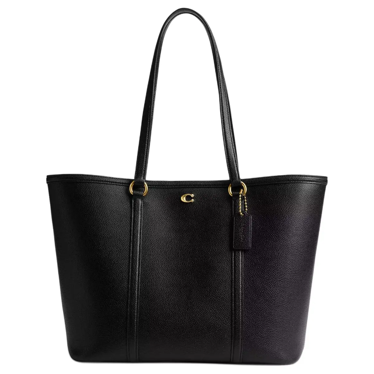 COACH Polished Pebble Leather Tote Bag, Shopping Bag, Shoulder Bag Large Women's Black