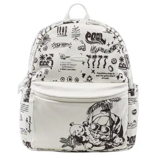 Li Ning League Of Legends Collaboration Polyester Backpack Regular Unisex Milk White & Black All Over Print