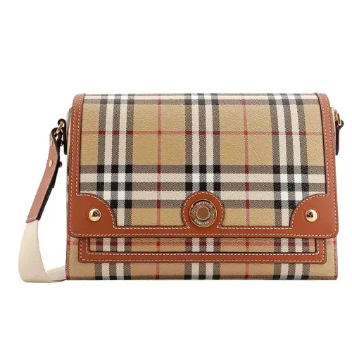 Burberry Canvas With Calfskin Crossbody Bag, Shoulder Bag Women's Light Umber