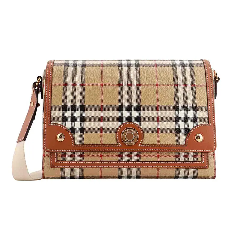 Burberry Canvas With Calfskin Crossbody Bag, Shoulder Bag Women's Light Umber