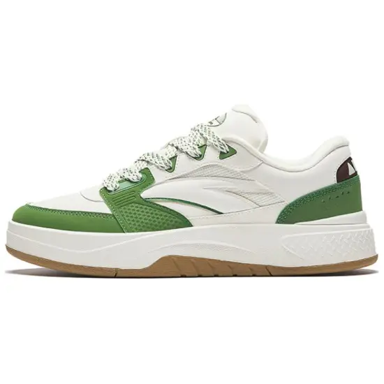 ANTA Skateboard Shoes Women's Low-Top Ivory White/Salt Olive Green