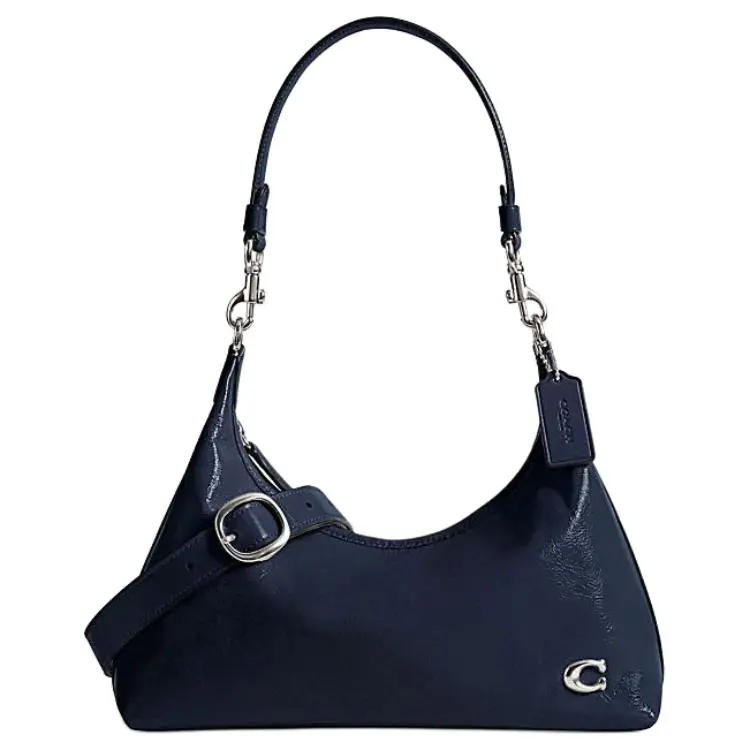 COACH Juliet Cow Leather Portable Crossbody Bag, Shoulder Bag Large Unisex Dark Blue