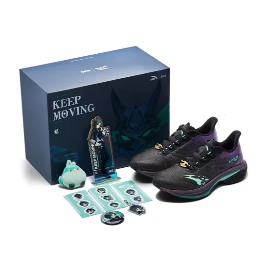Genshin X ANTA Running Shoes Women's Low-Top Black Purple