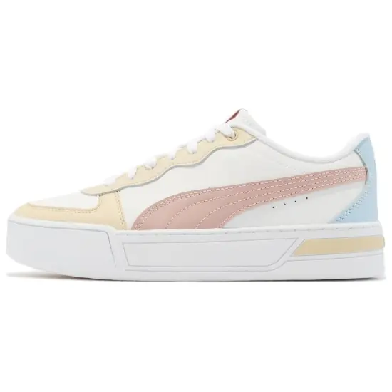 Puma Skye Skateboarding Shoes Women's Low-top White - Rose Pink - Caramel Pudding Color