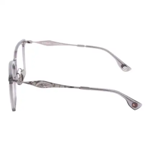 A BATHING APE Printed Pattern Rectangular Eyeglass Frames Men's Silver