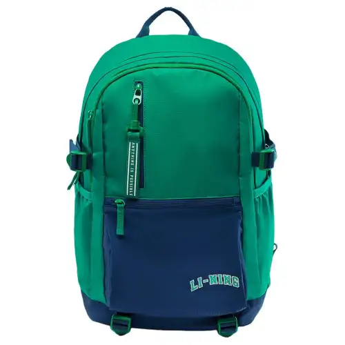 Li Ning Polyester Backpack Unisex Cadmium Green & Dark Simple Blue