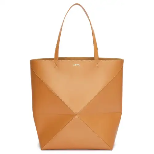 LOEWE Shiny Calfskin Tote Bag, Shopping Bag, Handbag Extra Large Men's Warm Desert