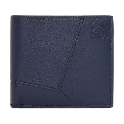 LOEWE Puzzle Cow Leather Wallet Men's Dark Blue