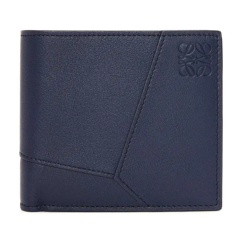 LOEWE Puzzle Cow Leather Wallet Men's Dark Blue