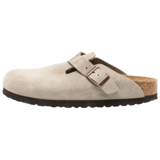 Birkenstock Boston Suede Leather Narrow Fit Sandals 'Taupe' Women's