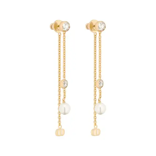 DIOR Metal, Crystal, Resin Pearl Earrings Women's Gold