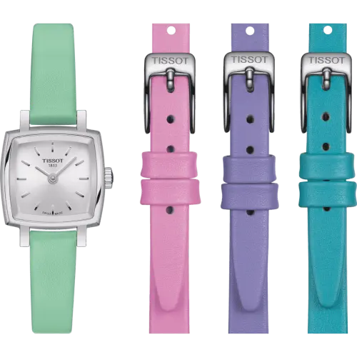 TISSOT LOVELY SUMMER SET Quartz Movement Women's Watch 20mm Silver Dial Stainless Steel Case Leather Strap