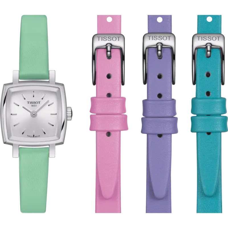 TISSOT LOVELY SUMMER SET Quartz Movement Women's Watch 20mm Silver Dial Stainless Steel Case Leather Strap