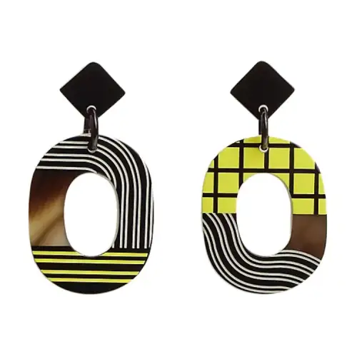 HERMES Ox Horn Earrings Women's Multicolor