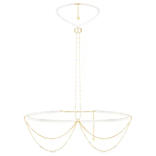 DIOR Brand Logo Metal Body Chains Women's Gold