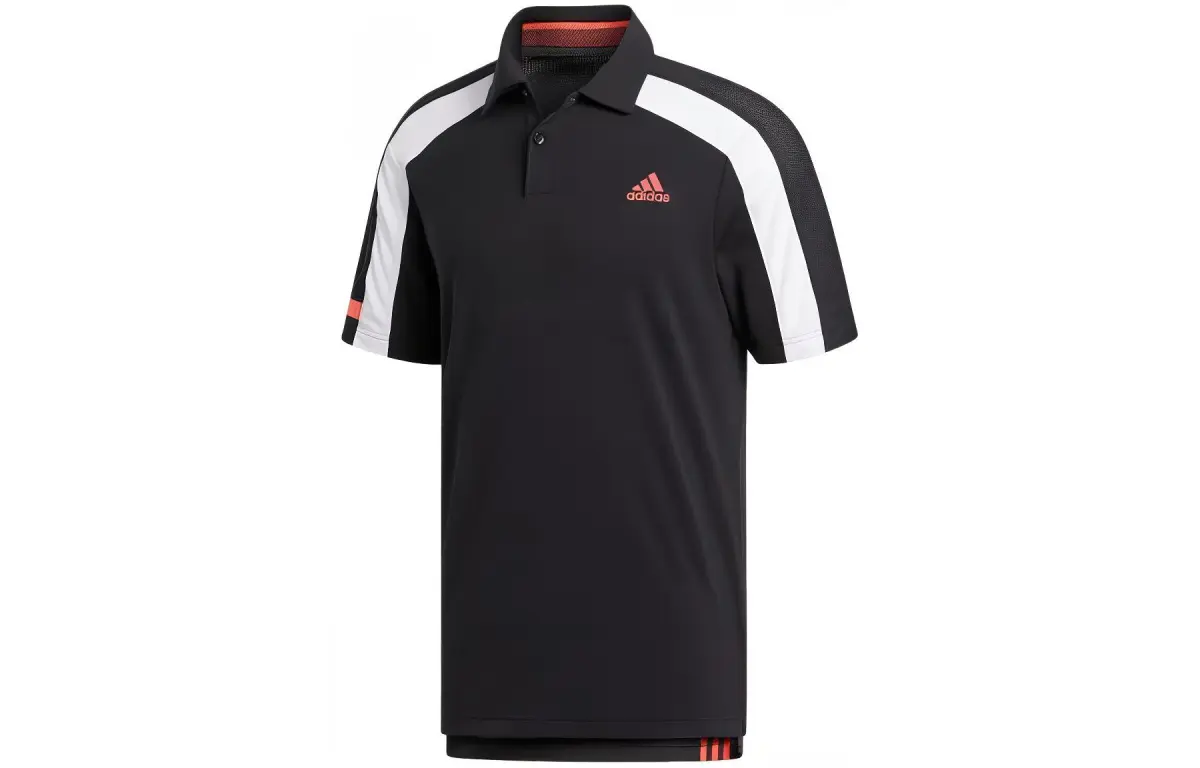 Adidas Polo Shirts Men's Black Polo Collar Moderate Straight Fit