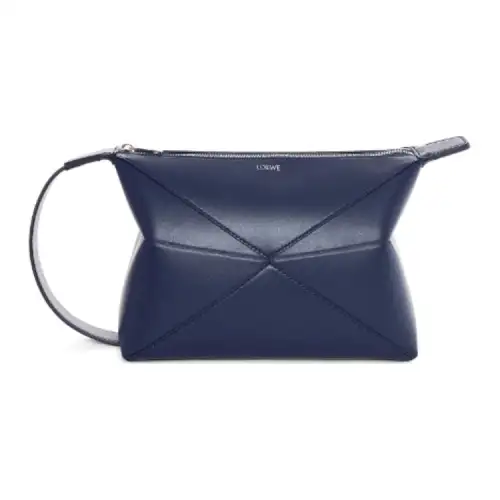 LOEWE Cow Leather Toiletry Bag Men's Dark Blue