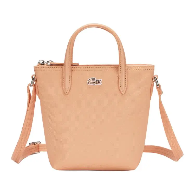 LACOSTE PVC Shoulder Bag, Crossbody Bag, Handbag Small Women's Flesh Pink Red