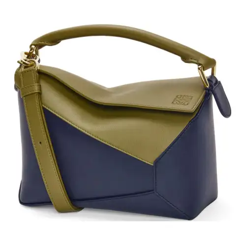 LOEWE Cow Leather Shoulder Bag, Crossbody Bag, Handbag Small Women's Olive & Dark Blue