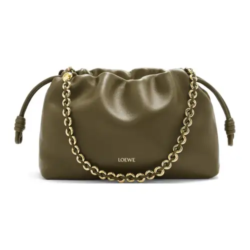 LOEWE Flamenco Soft Nappa Sheep Leather One Shoulder Crossbody Handheld Women's Khaki Green