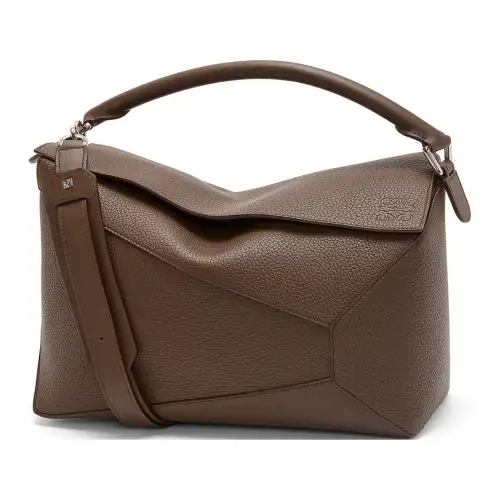 LOEWE Puzzle Grained Calfskin Handbag, Shoulder Bag, Crossbody Bag Large Women's Dark Brown