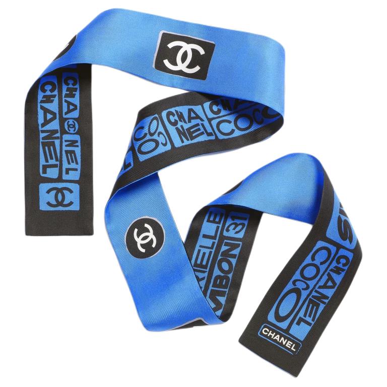 CHANEL Silk Hair Bands Women's Blue