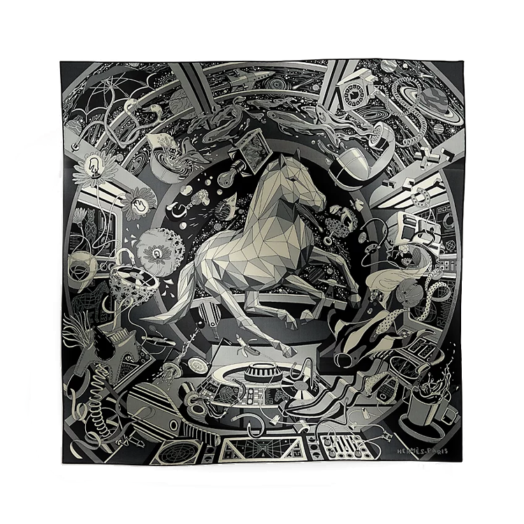 HERMES Cashmere, Mulberry Silk Knit Scarves Men's Gray