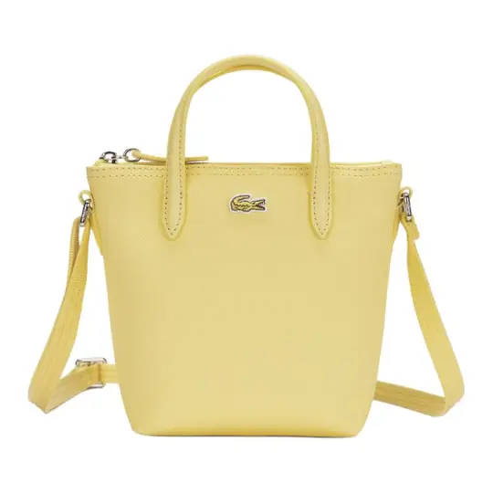 LACOSTE PVC Shoulder Bag, Crossbody Bag, Handbag Small Women's Light Yellow
