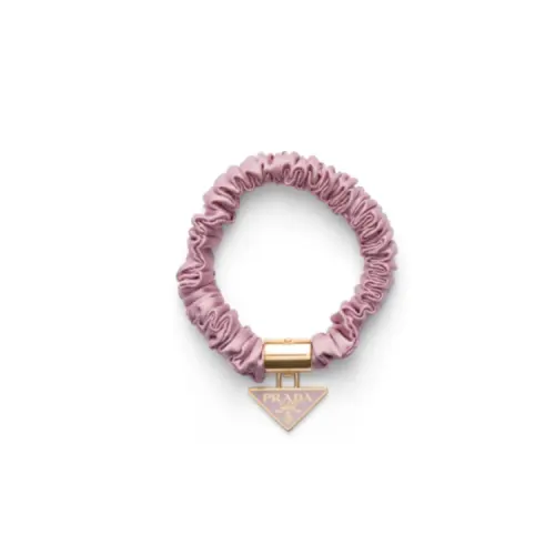 PRADA Logo charm Satin Hair Tie Set Of Two