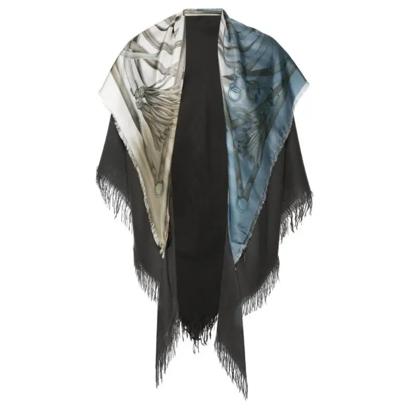 GUCCI Pre Owned Fringed Colourblock Silk Scarf