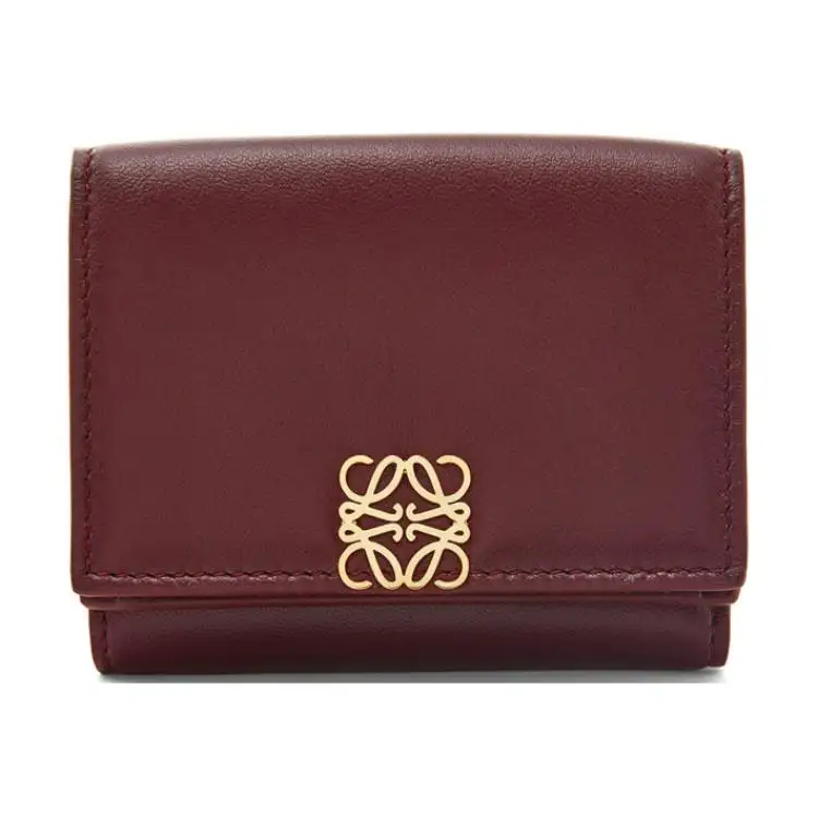 LOEWE Bright Nappa Calfskin Wallet Women's Dark Burgundy