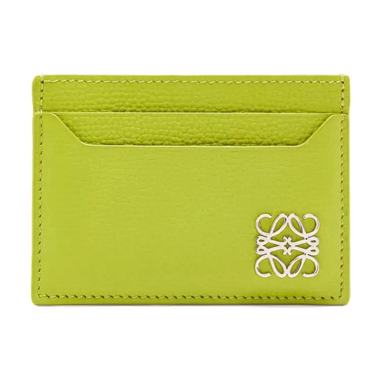 LOEWE Pebble Texture Cow Leather Card Holder Women's Bright Green
