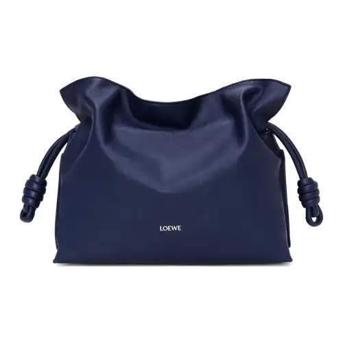 LOEWE Flamenco Cow Leather Shoulder Bag Clutch Medium Women's Dark Blue