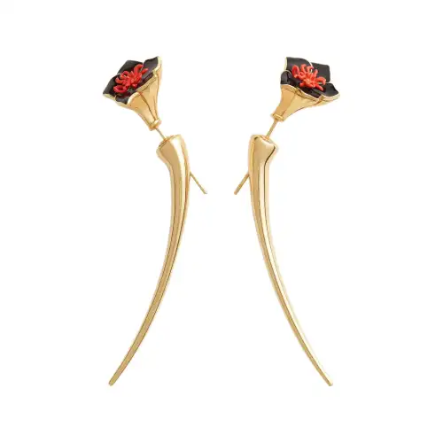 Bottega Veneta 18K Gold plated Earrings Women's Black