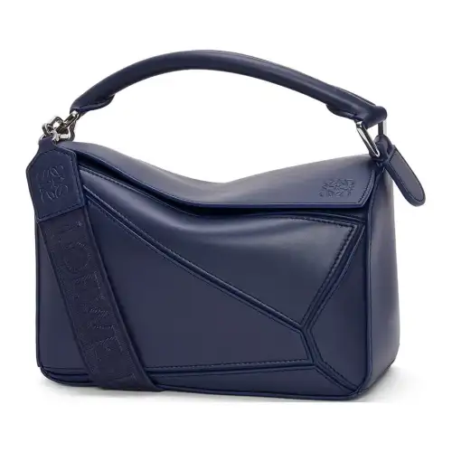 LOEWE Small Puzzle Bag In Satin Calfskin Abyss Blue