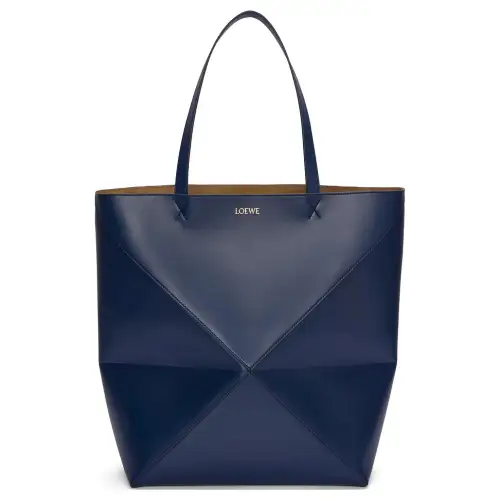LOEWE Shiny Cow Leather Tote Bag, Shopping Bag, Shoulder Bag, Handbag Extra Large Women's Dark Blue