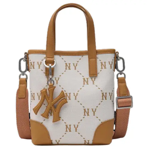 MLB Artificial Leather Shoulder Bag, Crossbody Bag, Handbag, Clutch, Student Backpack Unisex Cream