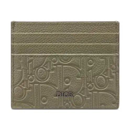 DIOR Leather Card Holder Men's Khaki