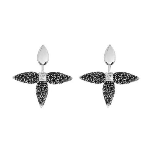 LOUIS VUITTON Crystal Earrings Unisex Black