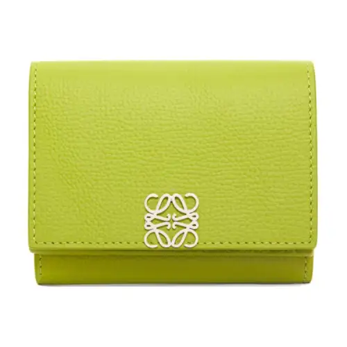 LOEWE Anagram Pebble Texture Calfskin Wallet Women's Pasture Green