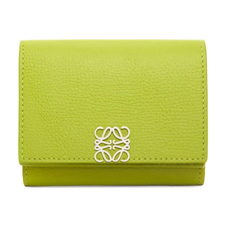 LOEWE Anagram Pebble Texture Calfskin Wallet Women's Pasture Green