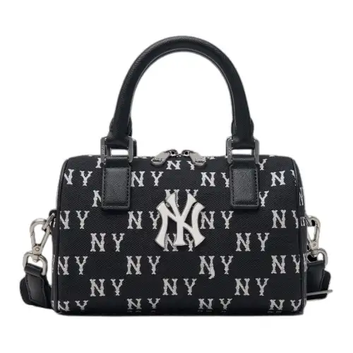 MLB New York Yankees Artificial Leather Boston Bag, Shoulder Bag, Crossbody Bag, Handbag Regular Unisex Black