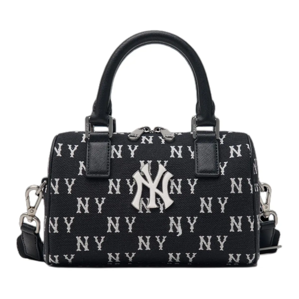MLB New York Yankees Artificial Leather Boston Bag, Shoulder Bag, Crossbody Bag, Handbag Regular Unisex Black