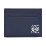 LOEWE Pebble Texture Cow Leather Card Holder Women's Dark Blue
