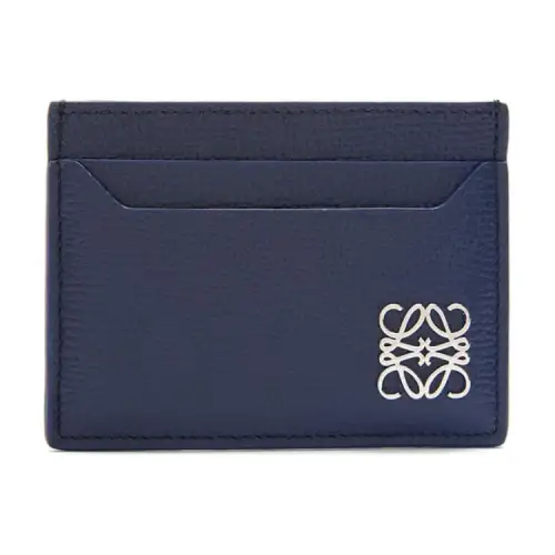 LOEWE Pebble Texture Cow Leather Card Holder Women's Dark Blue