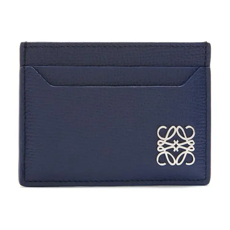 LOEWE Pebble Texture Cow Leather Card Holder Women's Dark Blue
