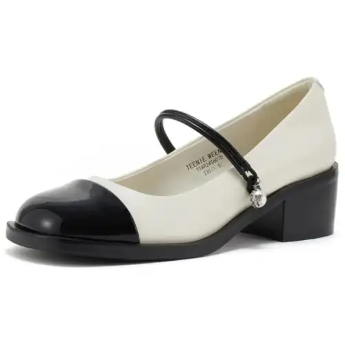 Teenie Weenie Leather Mary Jane Shoes 4.3cm Women's Ivory White