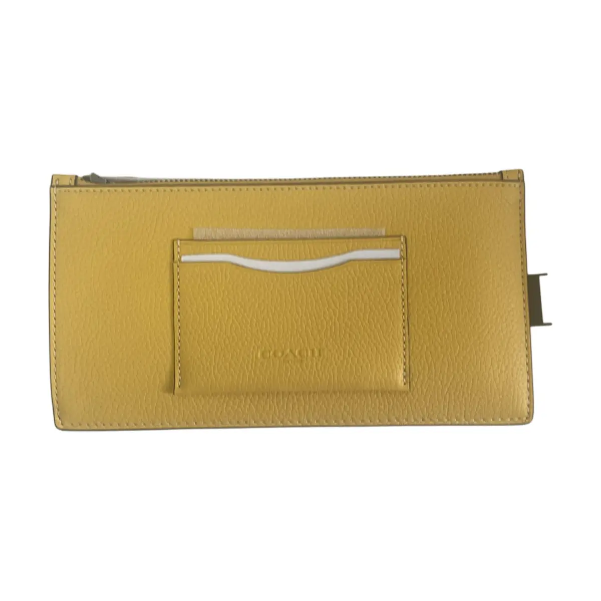 COACH Zip Phone Pebbled Leather Wallets Women's Canary Yellow