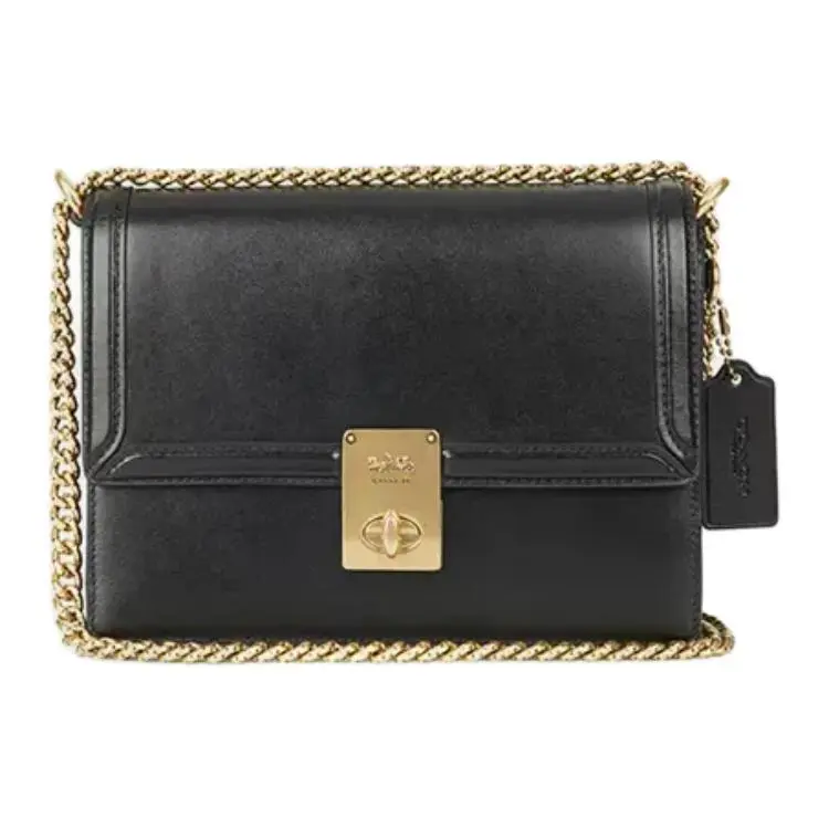 COACH Hutton Cow Leather Envelope Bag, Shoulder Bag Small Women's Black